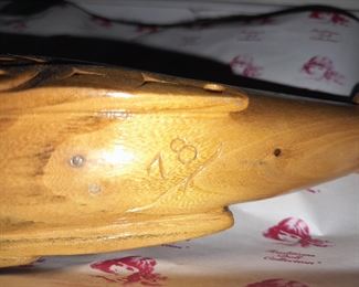 Native American Shark & Man Wood Carved Figurine (1978)