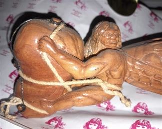 Native American Shark & Man Wood Carved Figurine (1978)