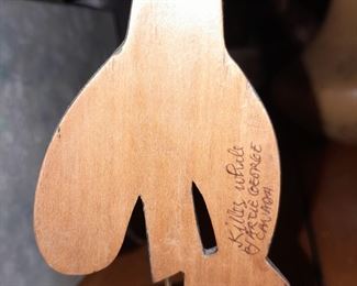 Native American Wood Carved Animal Mini Mask On Stand Signed By Artie George Of Coast Raven Design Studio (Canada)