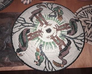 Native American Handmade Pictoral Bird Basket Plate