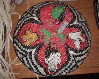 Native American Handmade Pictoral Animal Basket Plate
