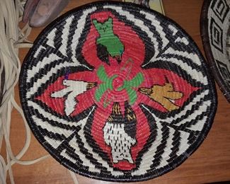 Native American Handmade Pictoral Animal Basket Plate
