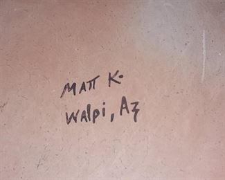Native American Pottery Signed By Matt K. (Walpi, Arizona)