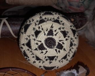 Native American Handmade Pictoral Animal Paw Print Basket