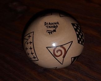 Native American Pottery Bowl Signed By "Dianna Tahbo"