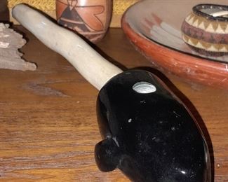 Native American Carved Stone Whale Pipe