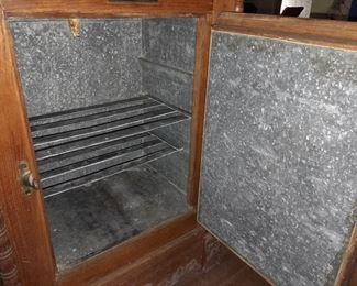 Antique Wooden Ice Box W/ Carved Details