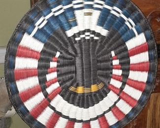 Native American Handmade Pictoral Eagle & American Flag Basket Plate Handmade By Pearl Sewenewa (ORIGINAL COST OF $1,375!)