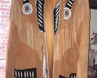Native American Suede Jacket W/ Beads By 3B West (XXL)