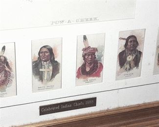 Native American Celebrated Indian Chiefs 1888 Framed Card Display