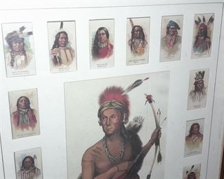 Native American Celebrated Indian Chiefs 1888 Framed Card Display