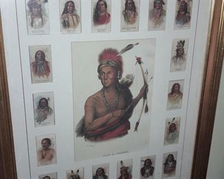 Native American Celebrated Indian Chiefs 1888 Framed Card Display