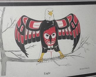 Native American "Eagle By Richard Shorty" Framed Artwork