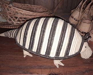 Native American Handmade Figural Armadillo Basket Sculpture