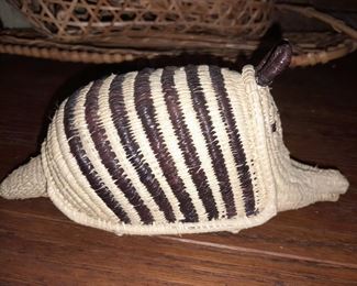 Native American Handmade Figural Baby Armadillo Basket Sculpture