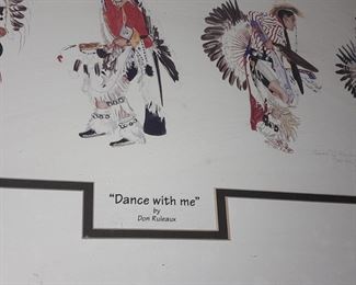 Native American "Dance With Me" Artwork Signed By "Donald D Ruleaux"