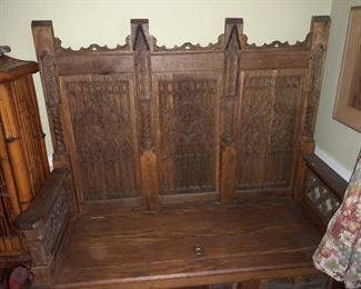 Hand Carved Wooden Indonesian Bench