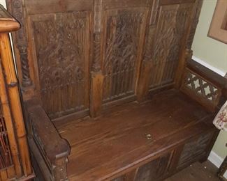 Hand Carved Wooden Indonesian Bench