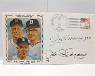Joe & Dom DiMaggio Autographed 1st Day USPS Cover Envelope W/ Stamp