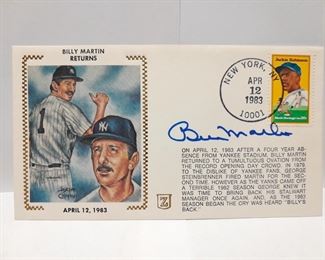 Billy Martin Autographed 1st Day USPS Cover Envelope W/ Stamp