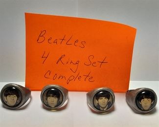 Vintage Original The Beatles 4 Piece Ring Set