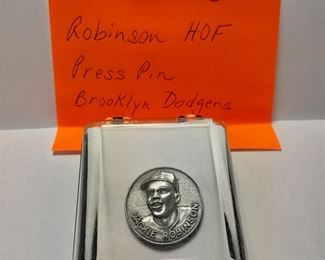 RARE 1962 Jackie Robinson Hall Of Fame Press Pin Brooklyn Dodgers Pin In Case