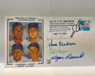 Clendenon, Garrett, Gaspar, & Di Lauro Autographed 1st Day USPS Cover Envelope W/ Stamp