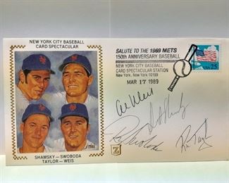 Shamsky, Swoboda, Taylor, & Weis Autographed 1st Day USPS Cover Envelope W/ Stamp