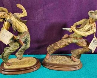Italian Resin Gunslinger Statues