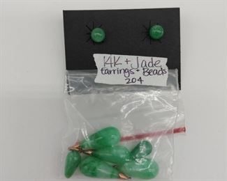 14k & Jade Earrings & beads