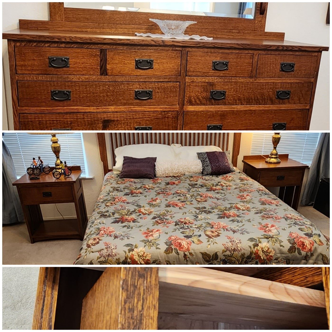 Bedroom set dresser with mirror, 2 nightstands, headboard 