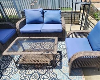 Outdoor loveseat  coffe table 2 matching chairs