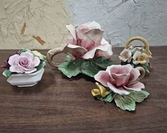 Copodemonte Style Porcelain Flowers