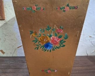 Hand Painted Wooden Waste Basket