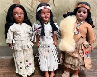 (3) Vintage 1960s Navajo Dolls 7.5 Inches Tall