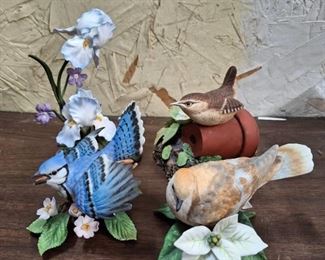 (3) Lennox Porcelain Figurines and (1) Royal Doulton on Flower Pot