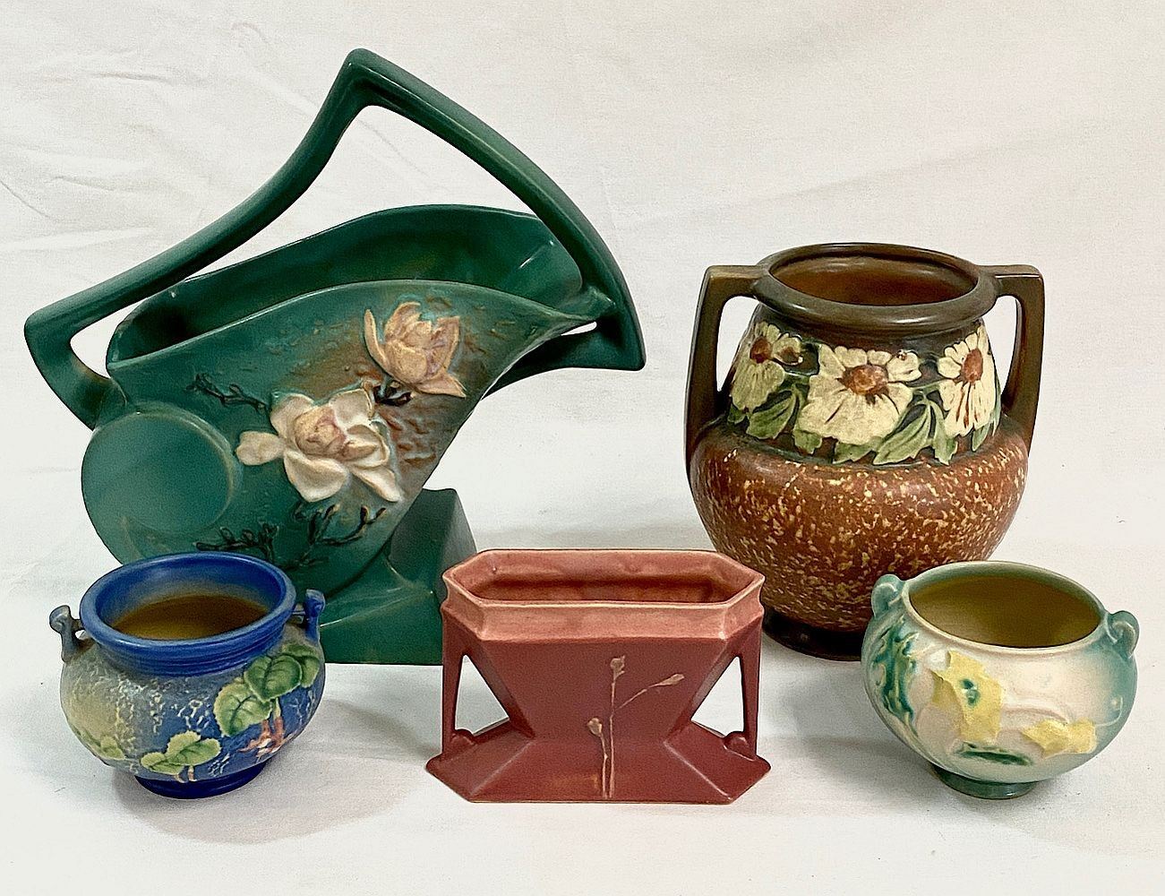 Collection of Roseville Pottery Incl. "Futura", "Dahlrose", "Poppy", "Fuchsia", "Magnolia"