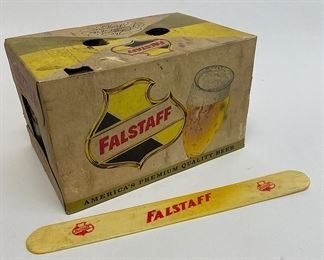 Falstaff 6 Pack and Celluloid Beer Foam Scraper
