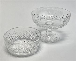 Signed Waterford Cut Glass Bowl and Compote