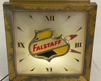 Falstaff Light Up Advertising Beer Clock, Working