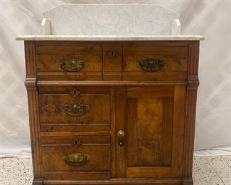 Walnut Victorian Marble Top Washstand