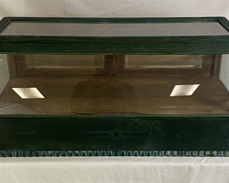 Slant Front Display Case in Old Green Paint