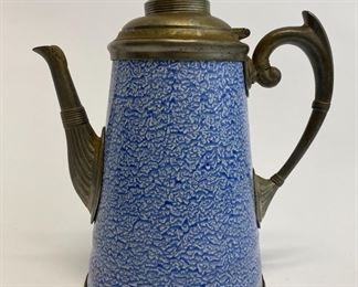 Cobalt Granite And Pewter Coffee Pot