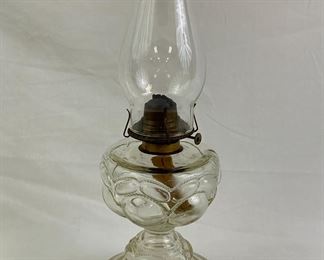 Early American "Peanut" Pattern Glass Oil Lamp, 1890's