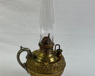 Unusual Small Brass Miller Oil Lamp