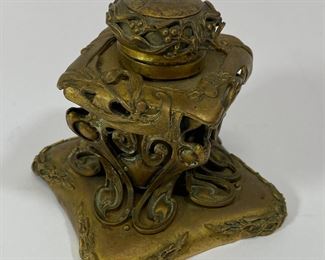 Ornate Brass Ink Well
