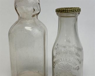 Old Milk Bottles Incl. Cloverleaf Dairy, St. Louis, Baby Face Cream Top