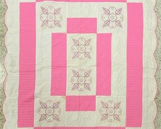 Hand Stitched Quilt, Embroidered/ Cross Stitched