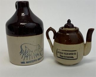 Mini Stoneware Jug "His Master's Breath", Tea Pot, Van Dyk Teas and Coffee
