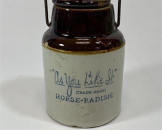 Horse Radish Stoneware Jar "As You Like It"
